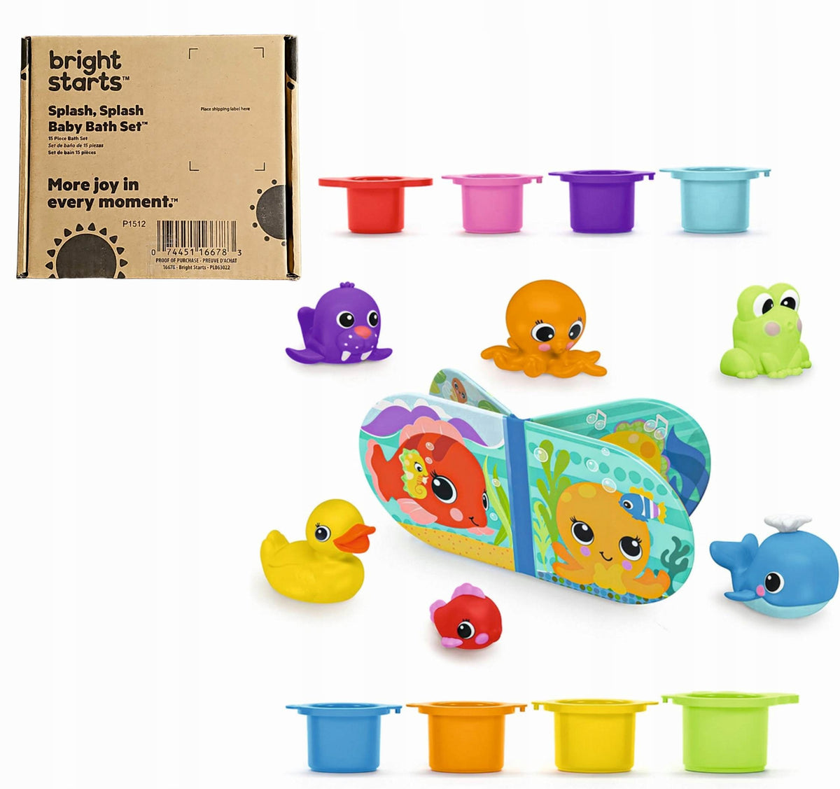 Bright Starts Splash Baby LARGE 15 Pcs BATH SET Book