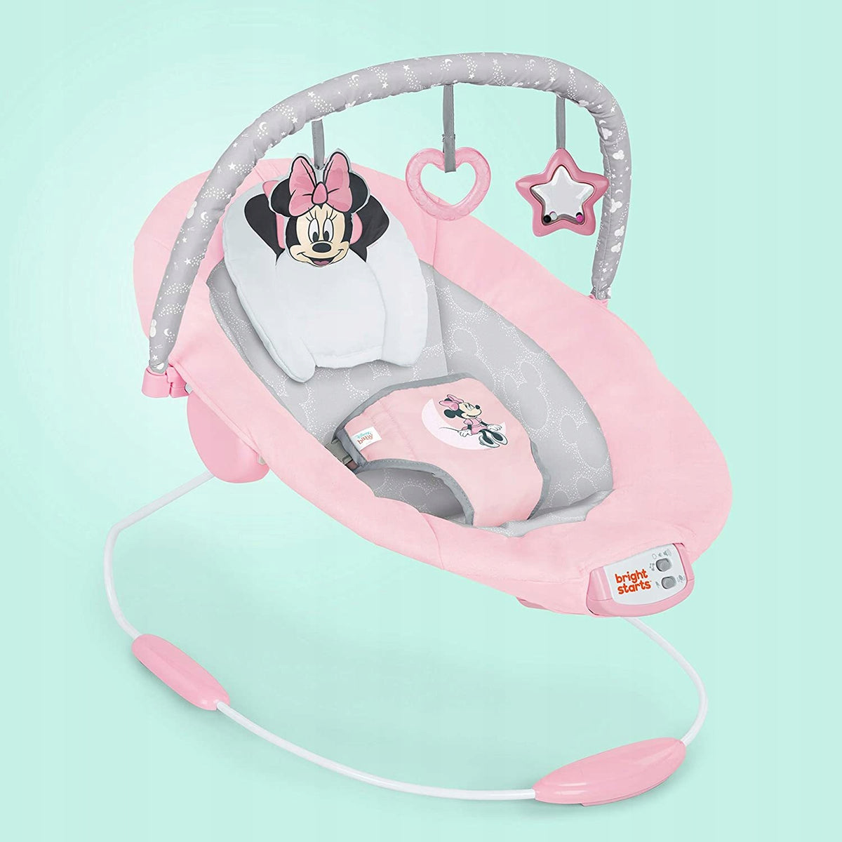Bright Starts pink sun lounger with toy headband and vibration system Manufacturer code 74451122062