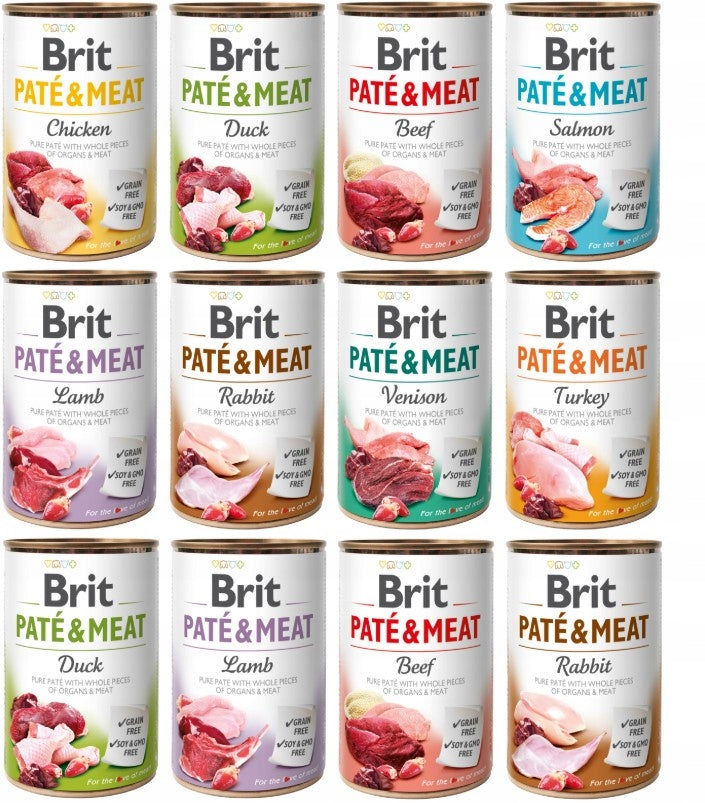 Brit Pate Meat MIX Flavours Wet Dog Food 12x400g Grain Free