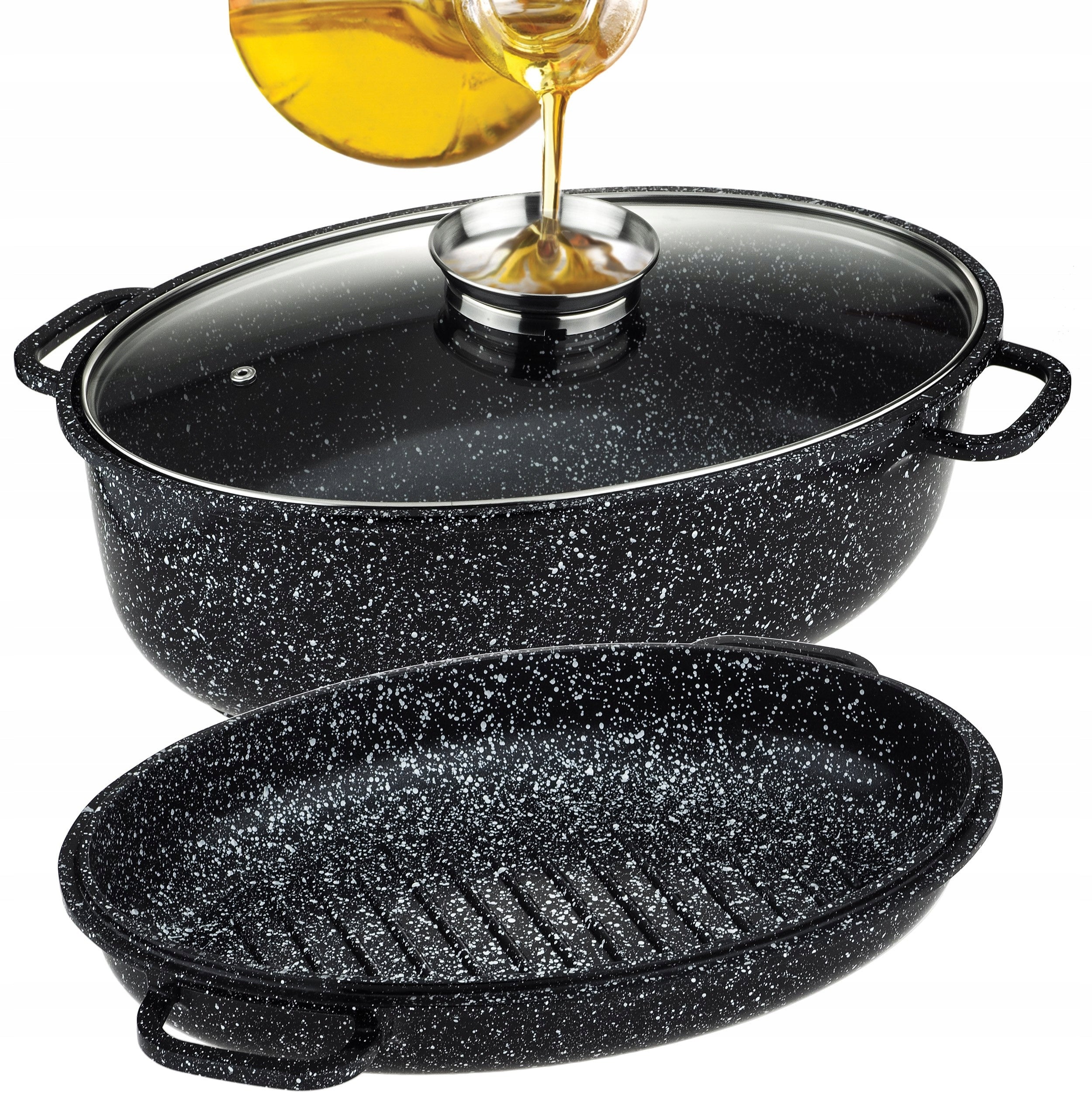 Brittany Oval 8 L Marble Gooseberry Pan Cover Induction Gas Manufacturer code EB-9171