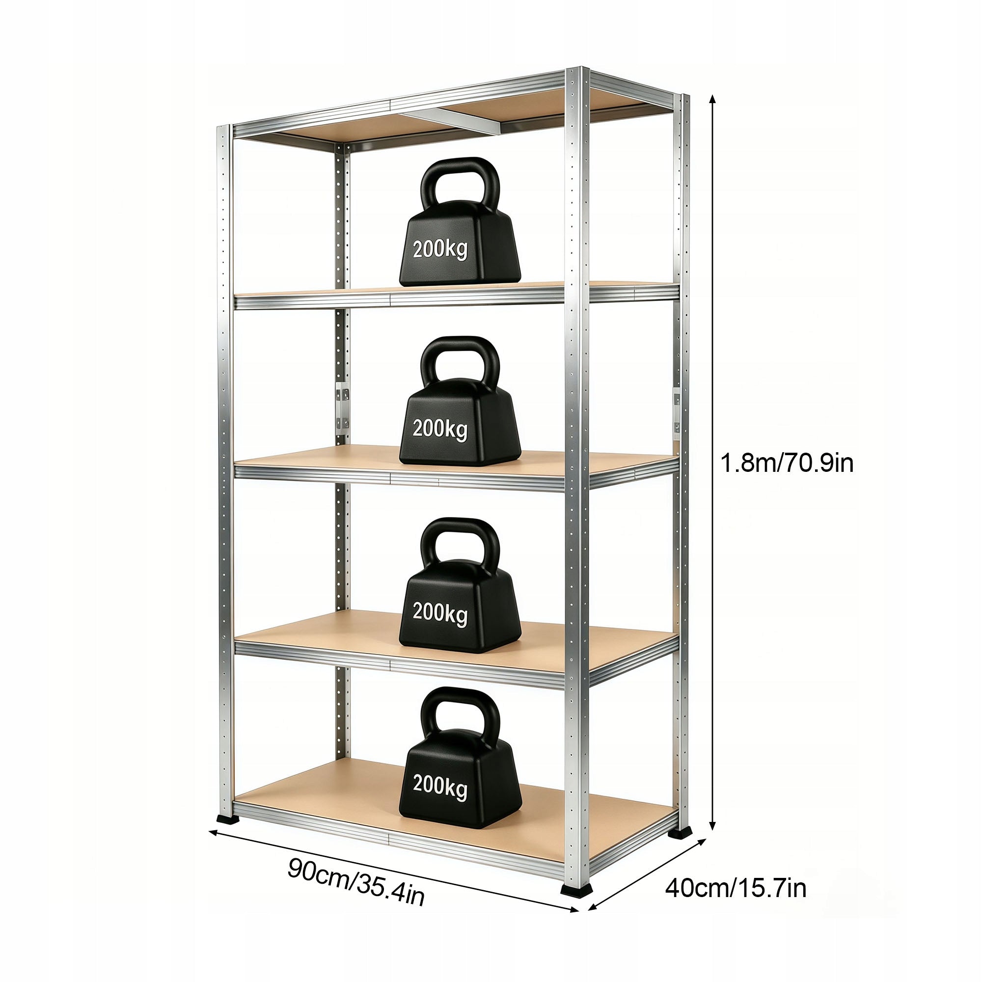 Brstheco Regały Do Garażu Metalowy 2w1 Udźwig 800kg 180x90x40cm 1szt Packaging status original