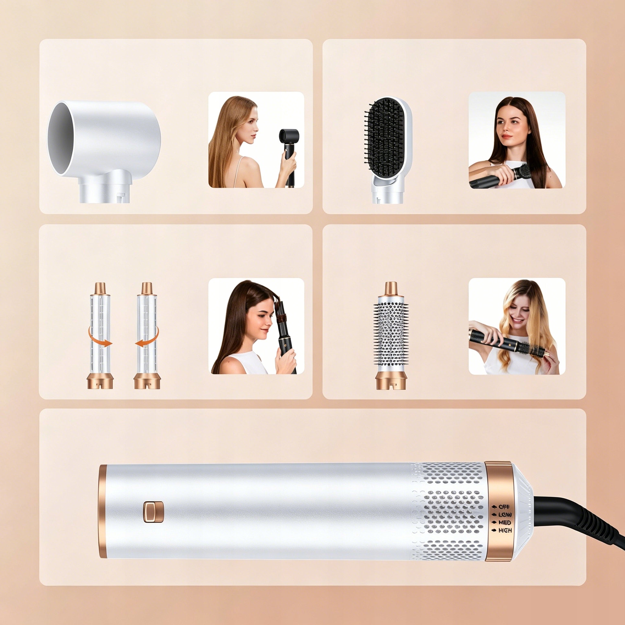 Brush Dryer- Curler 5in1 For Hair Ionization Styler Brand Golden Goods