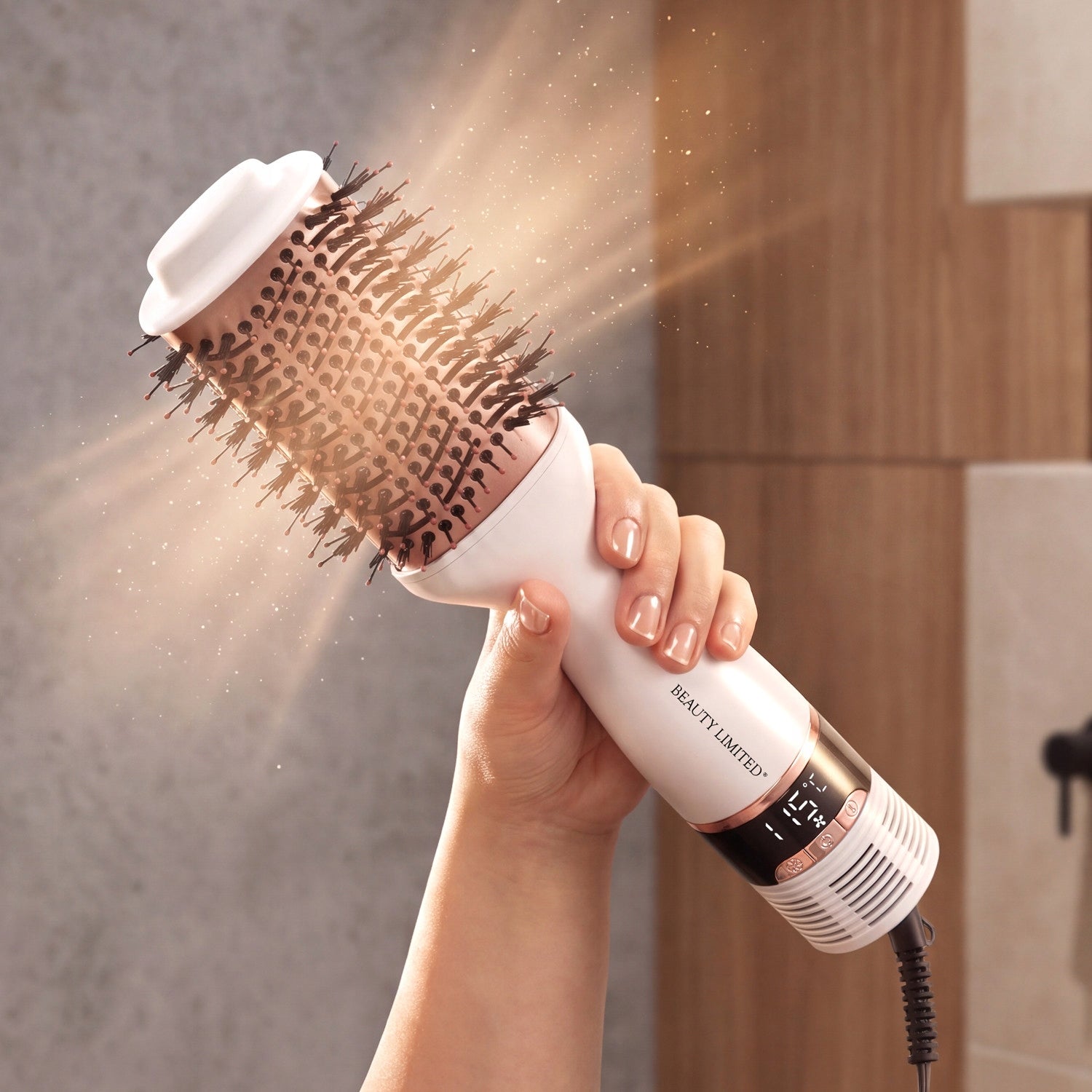 Brush Hair Dryer White TEMPERATURE CONTROL LCD IONIZATION 1200W Manufacturer code BL-408W
