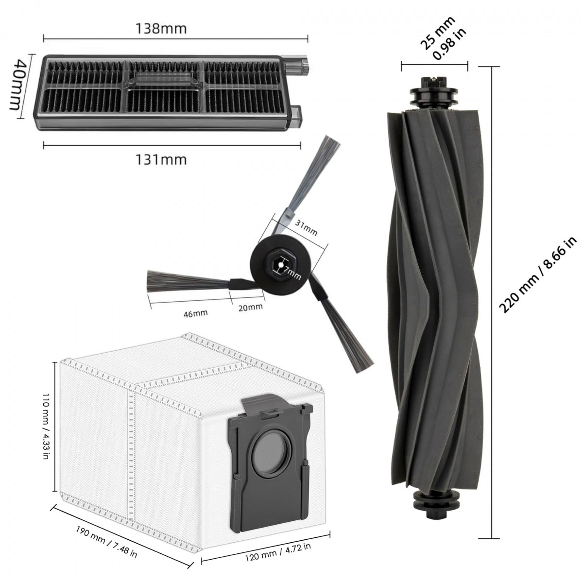 Brush set mops bags filters for DREAME MOVA Z50 ULTRA Manufacturer code AROB000148