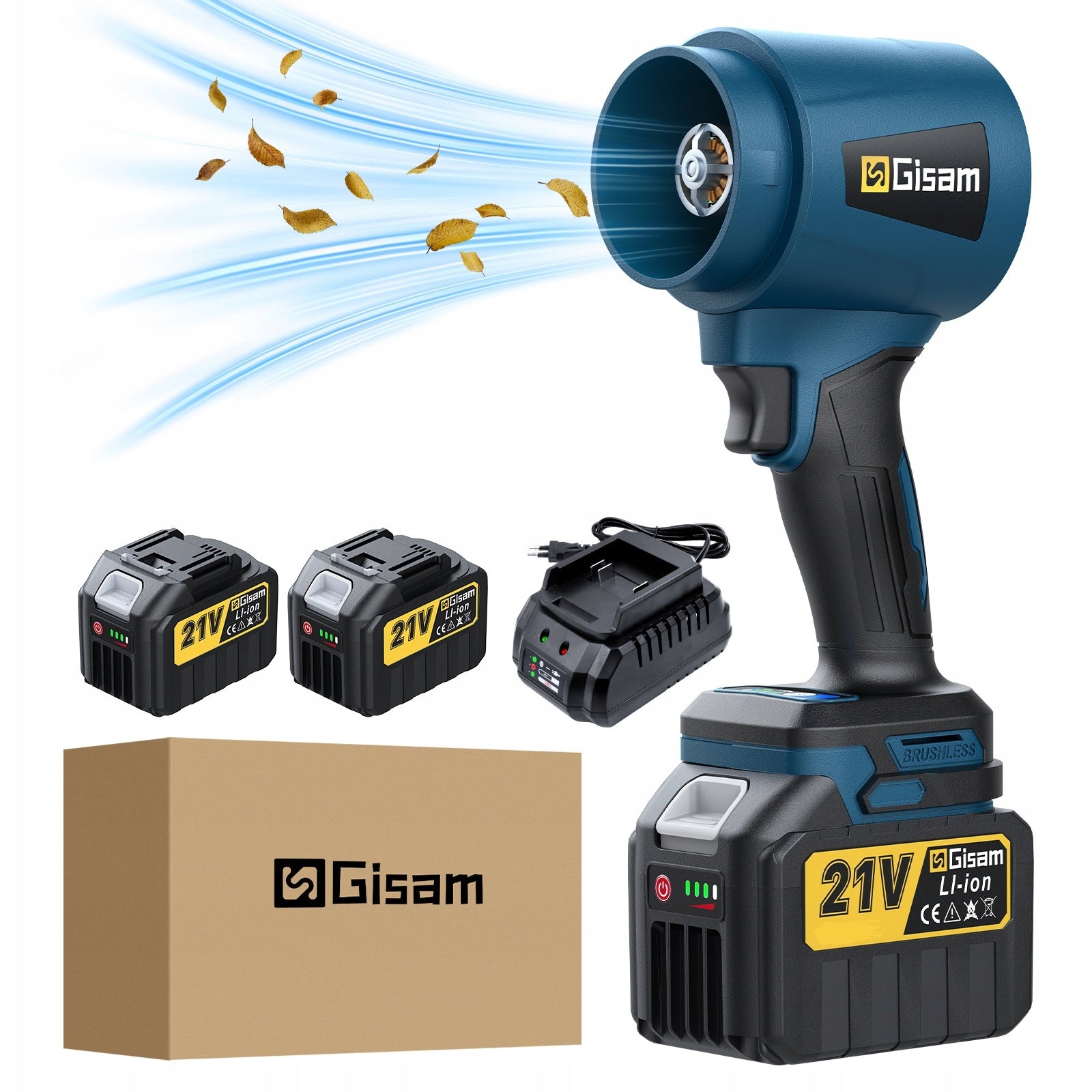 Brushless Air Blower Electric Cleaning Tool - Dual Batts, Turbo Mode