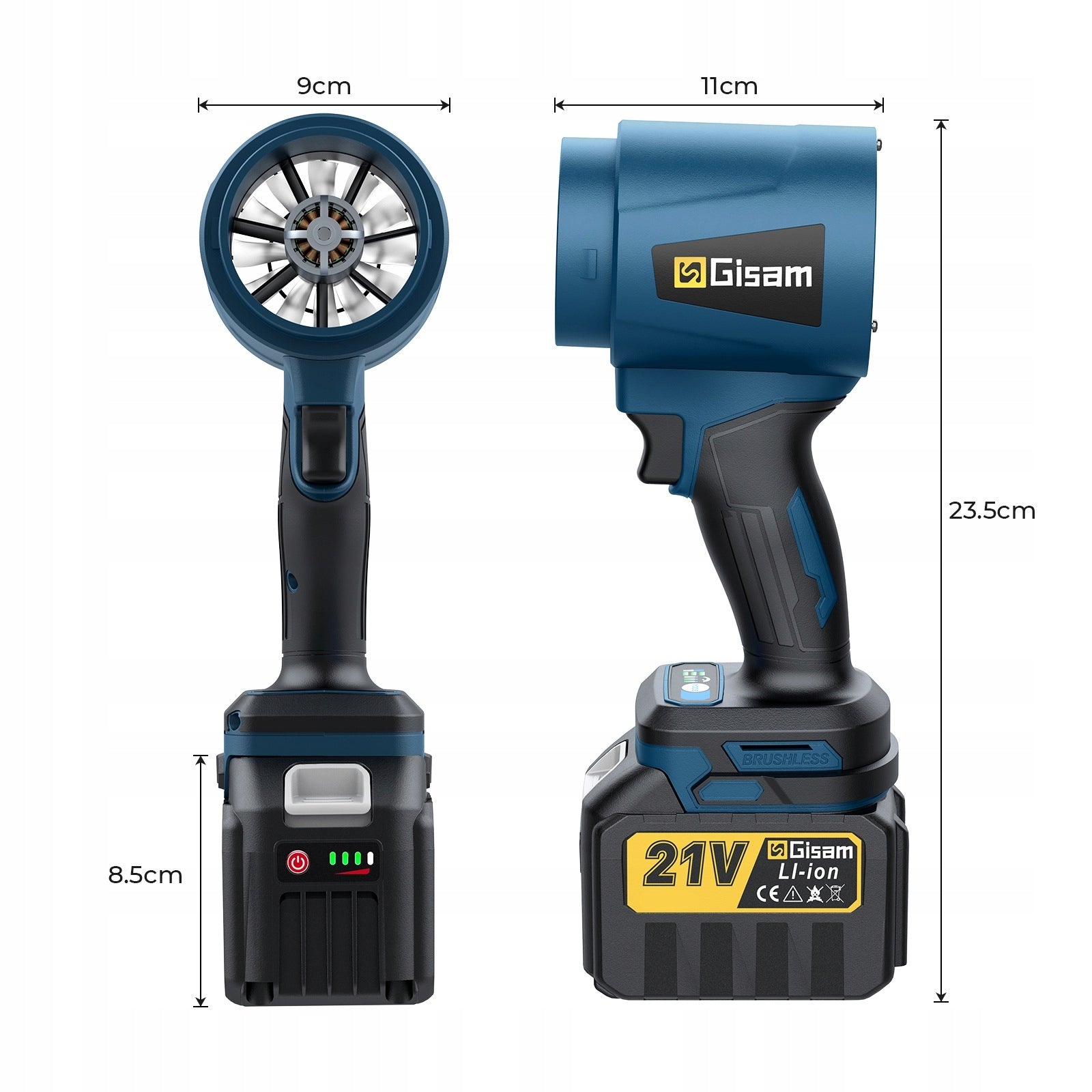 Brushless Air Blower Electric Cleaning Tool - Turbo Mode Power supply rechargeable battery