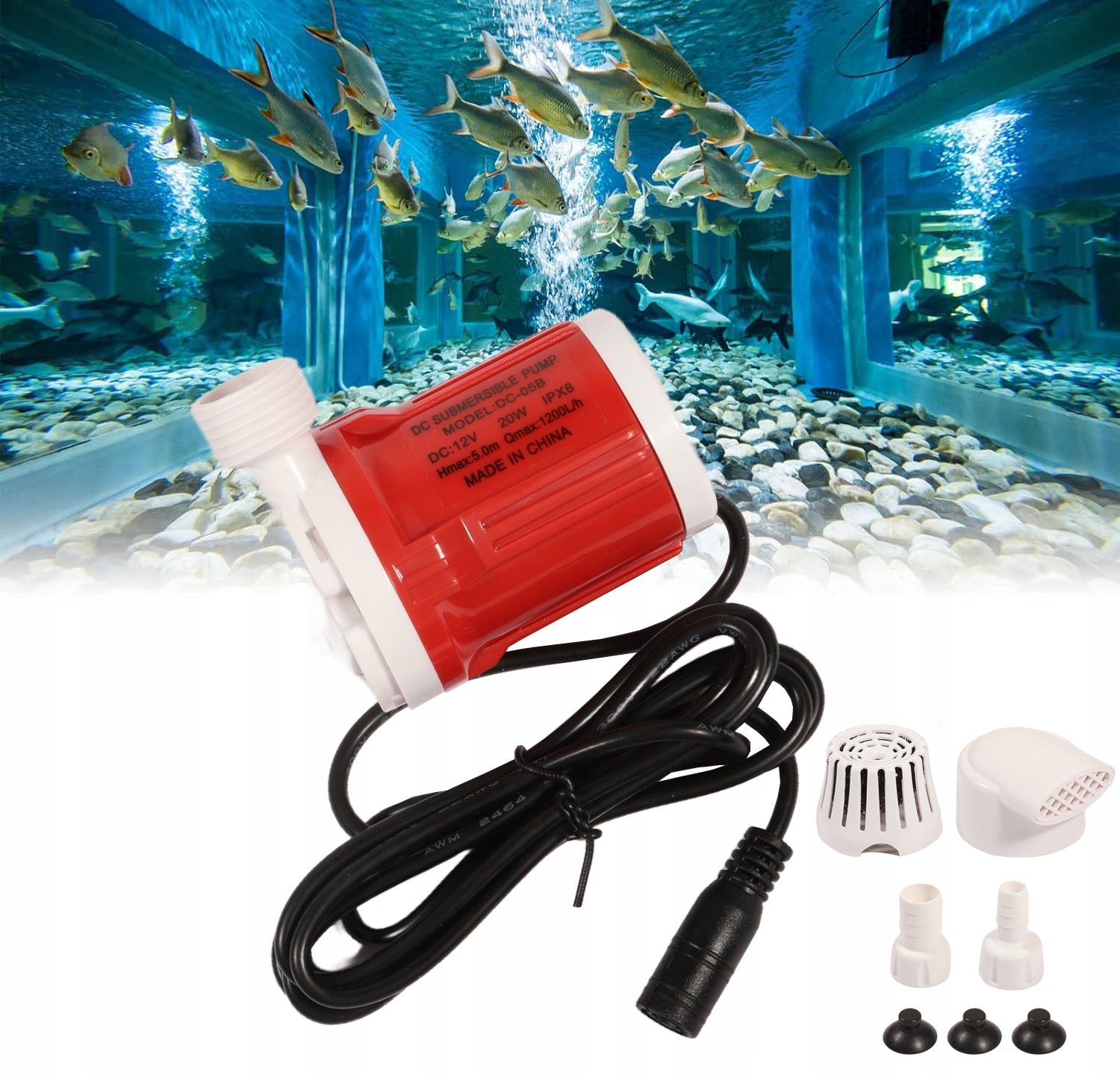 Brushless Aquarium Pump 1200L/H DC12V For Freshwater and Marine Water