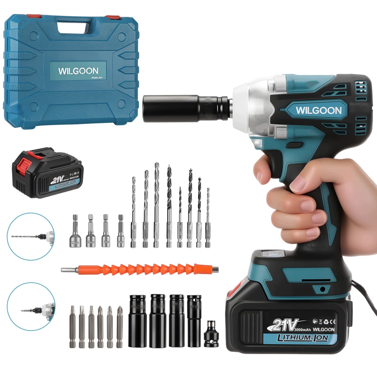 Brushless Cordless Hammer Drill/Driver with 2 3000mAh Batteries 21V Brand no brand