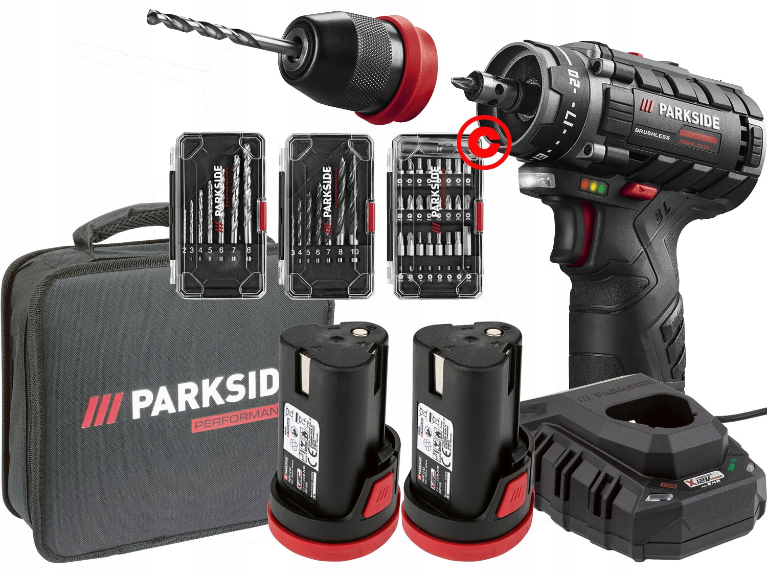 Brushless Drill Parkside PBSPA 12V 2xaku 2ah order for gift