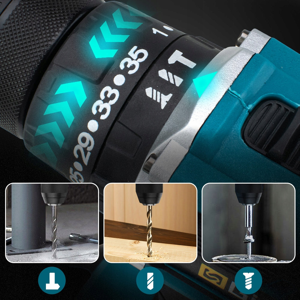 Brushless Impact Drill ,13mm Cordless Driver Screwdriver Drilling Tool EAN (GTIN) 725388821824