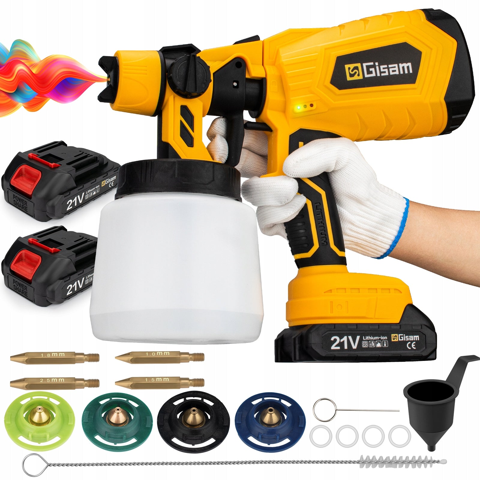 Brushless Paint Spray Gun Cordless Paint Gun 4Nozzle 2 Battery