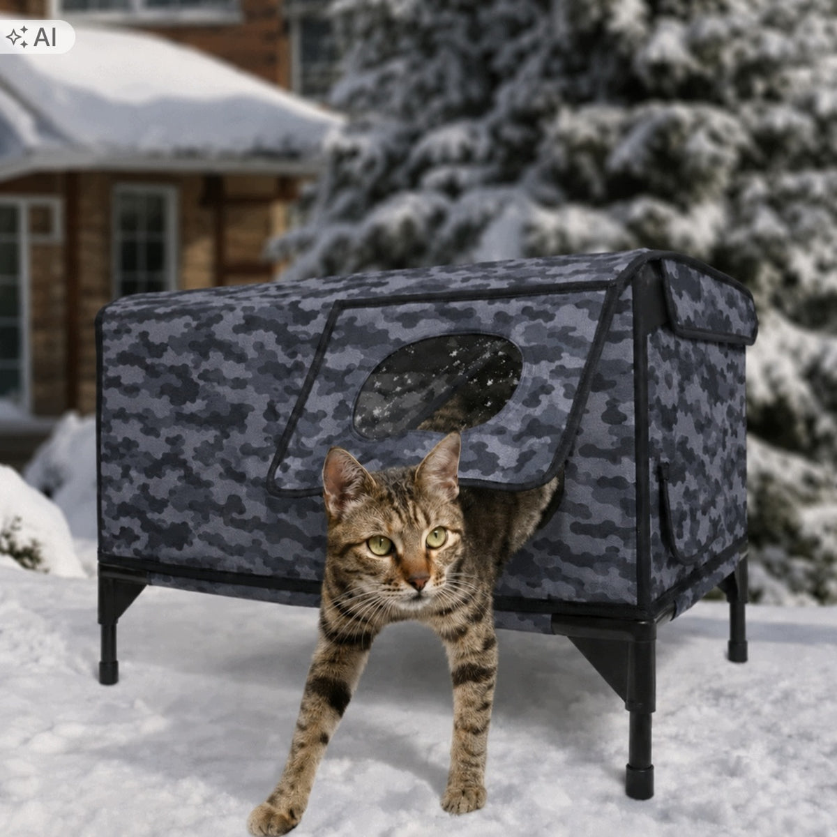 Buda dog cat house insulated Oxford 6layers 2 exits 65x42x45cm winter Manufacturer code Ocieplana BUDA Domek dla Kota WODOODPORNA