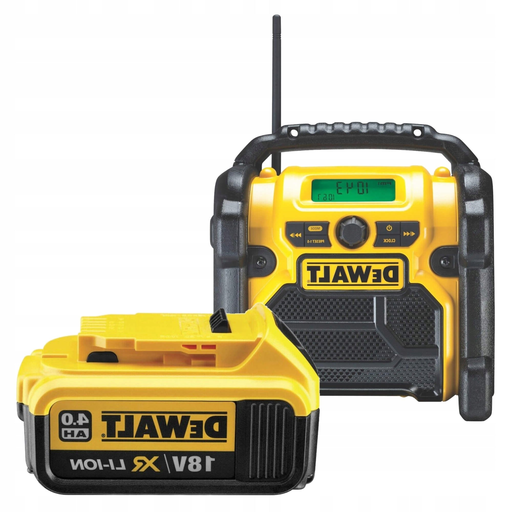 Building Radio Kit + Battery 4Ah 18V DEWALT AUX LED Mini Jack FM AM