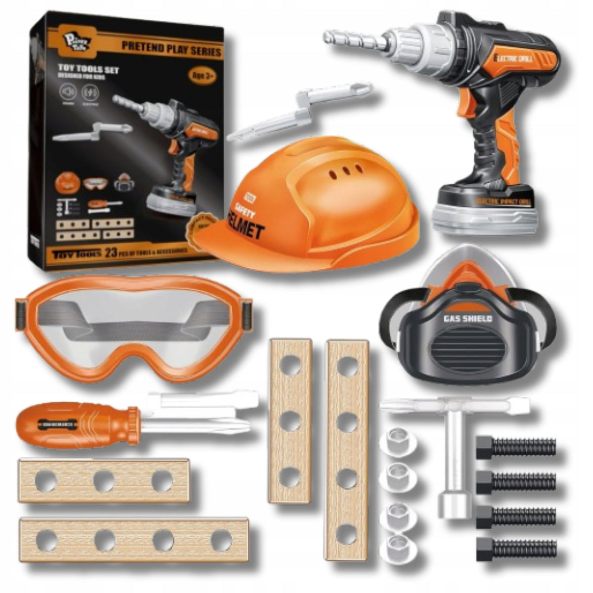 Building Tool Set Electric Drill Glasses Helmet Child