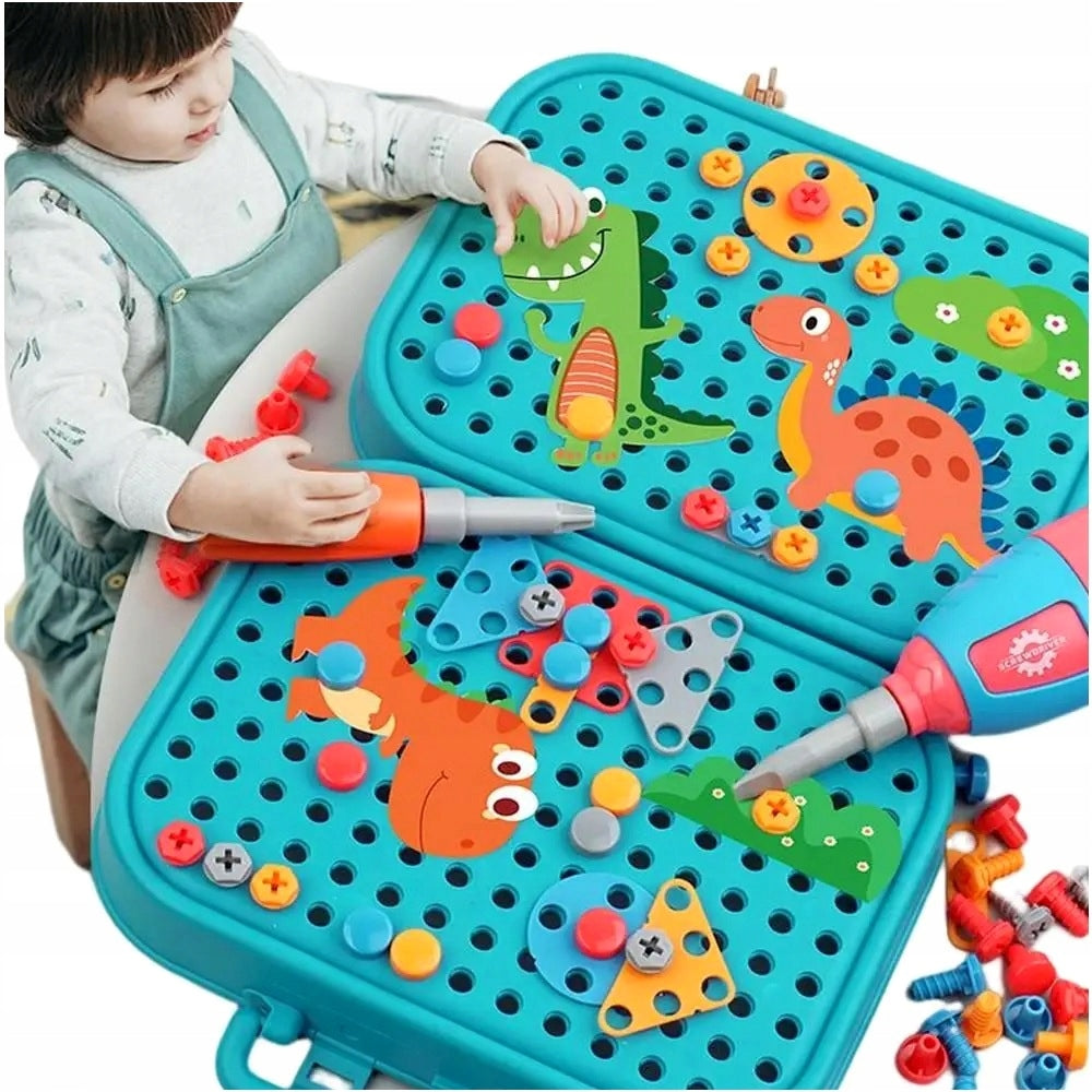 Building blocks set in case Puzzle 228el Screwdriver Dinosaur