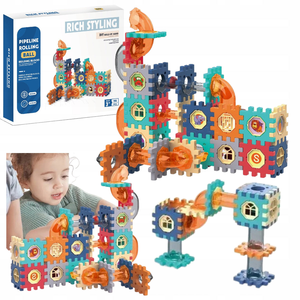 Building blocks wafers ball track bullet 98 el educational puzzle Packaging status original