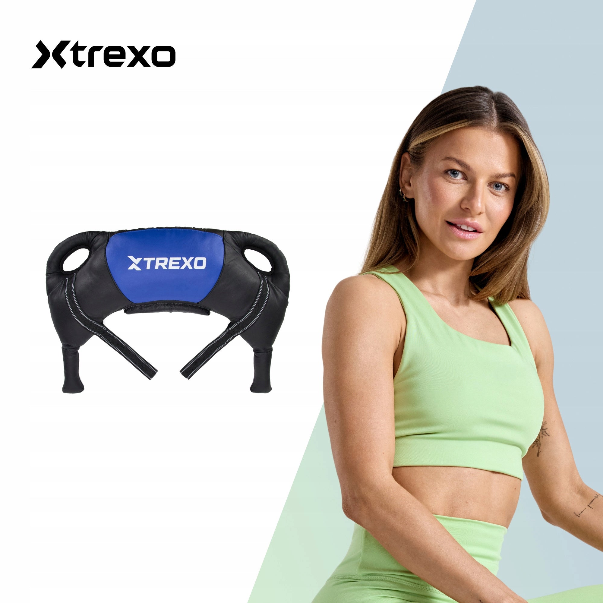 Bulgarian bag XTREXO 20 kg black/blue TRAINING STRONG WITH HANDLE Manufacturer code TRX-BGB20