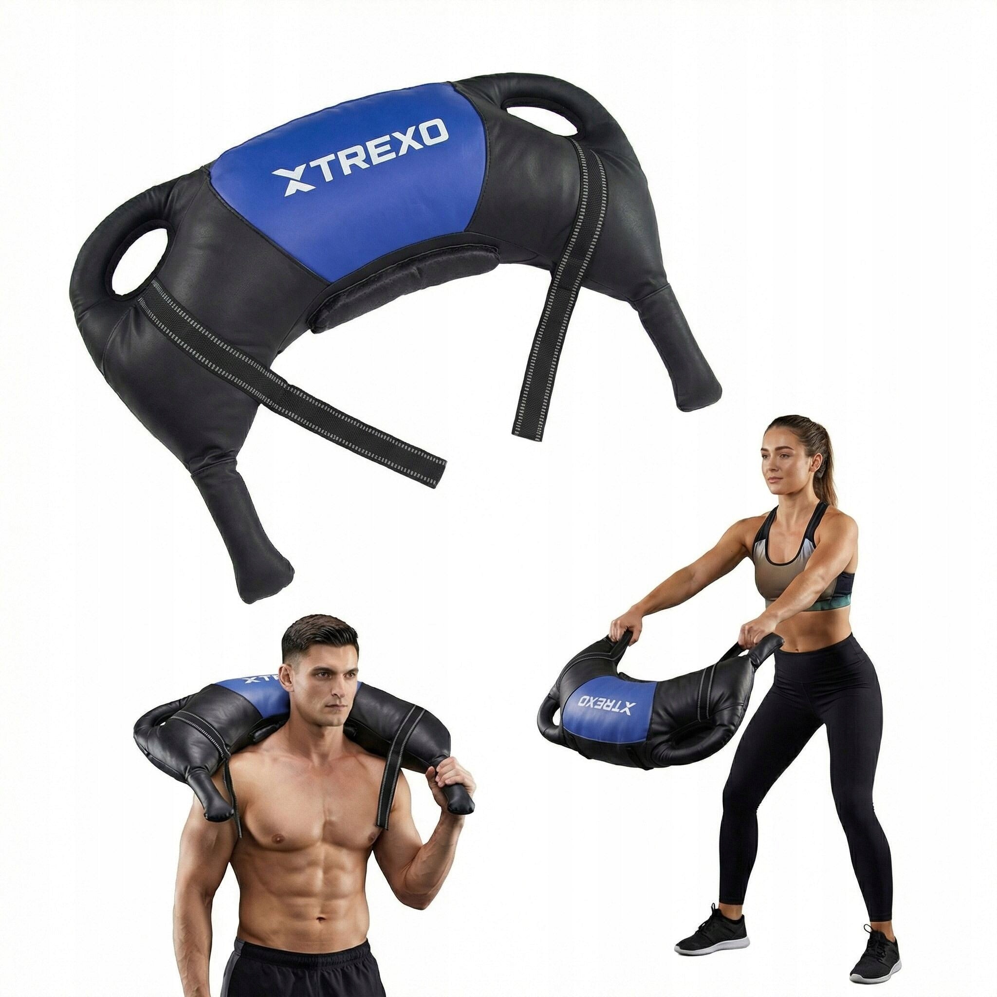 Bulgarian bag XTREXO 20 kg black/blue TRAINING STRONG WITH HANDLE