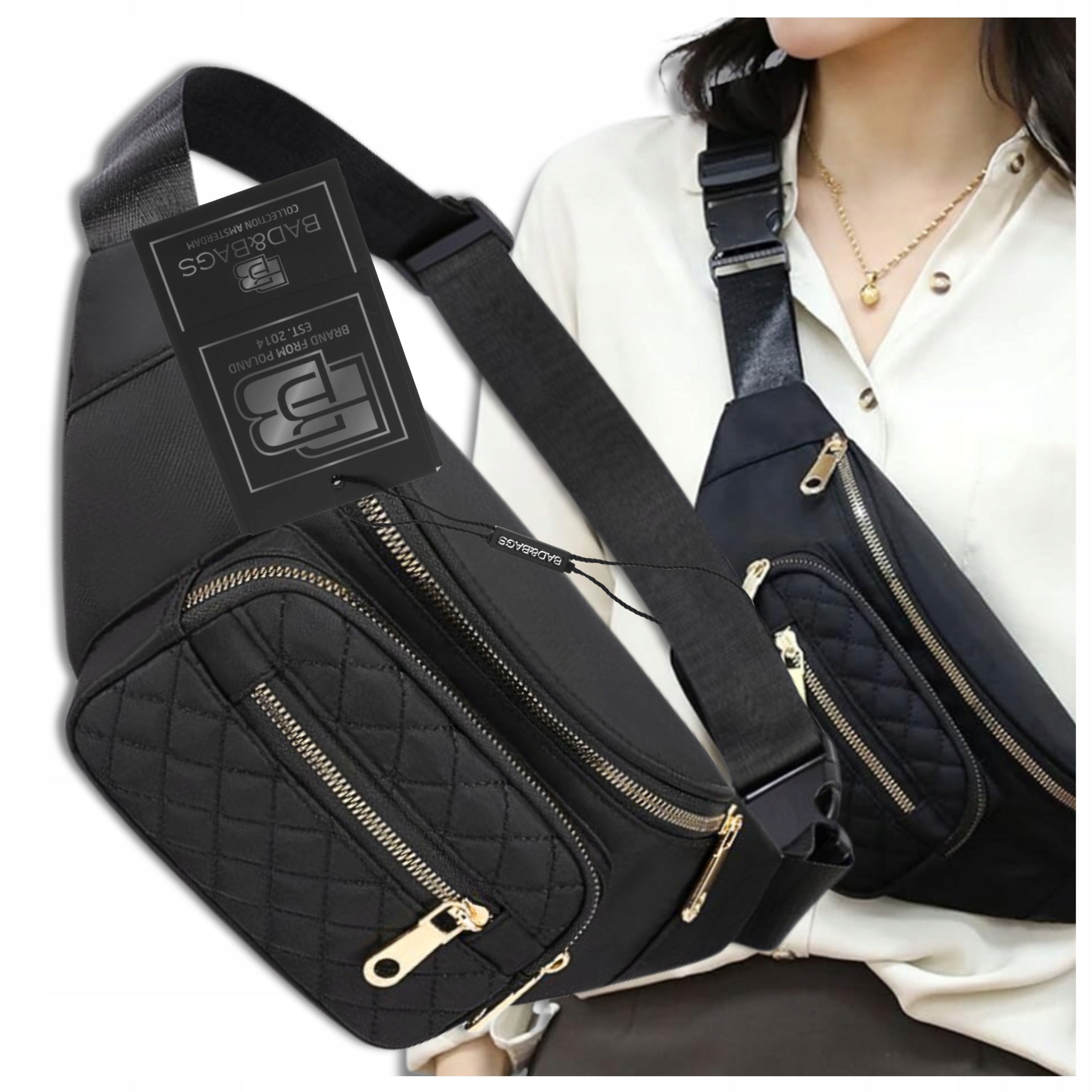 Bum Bag Women's Black Spacious Urban Waterproof On Strap Quilted BAD&BAGS