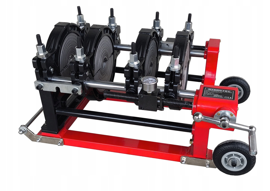 Butt welding machine for PE pipes,HDPE 50-200 self-braking pressure gauge and wheels Packaging status original