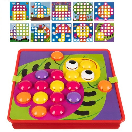 Button Puzzle Educational Mosaic Montessori Training Exercise Handle Brand Bobo-San