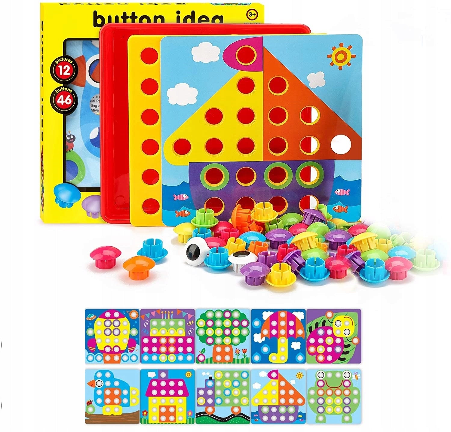 Button Puzzle Educational Mosaic Montessori Training Exercise Handle