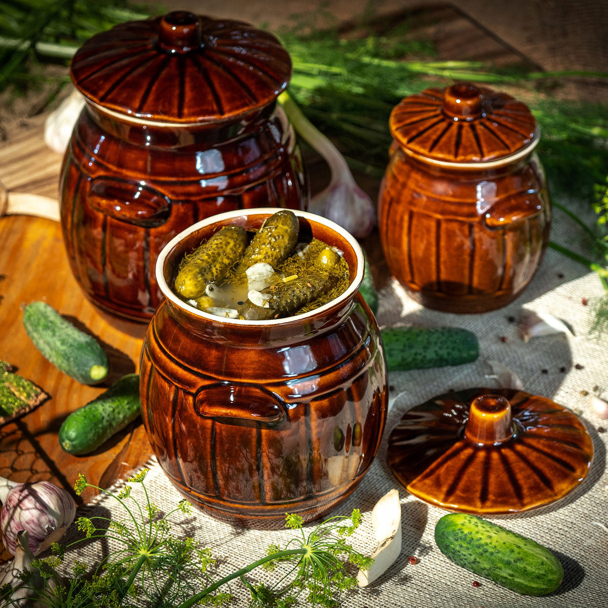 CABBAGE PICKLING BARREL FOR CUCUMBERS STONEWARE 1,2L POT LID TRADITIONAL Brand Kadax