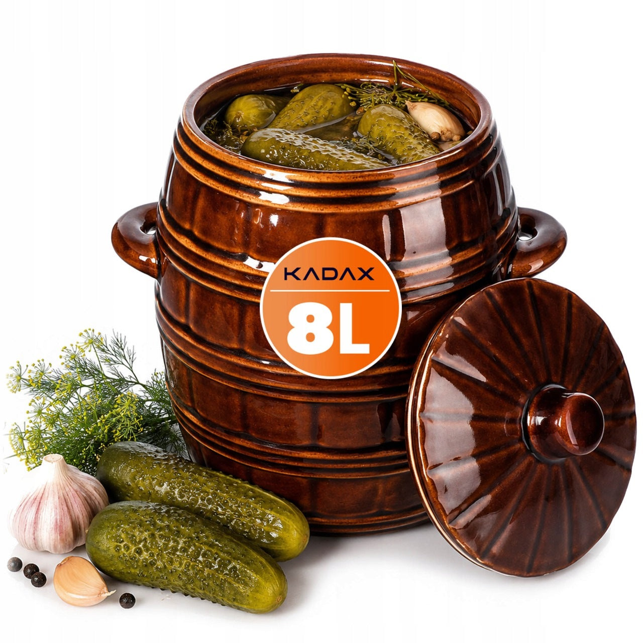CABBAGE PICKLING BARREL FOR CUCUMBERS STONEWARE 8L POT WITH STONEWARE LID