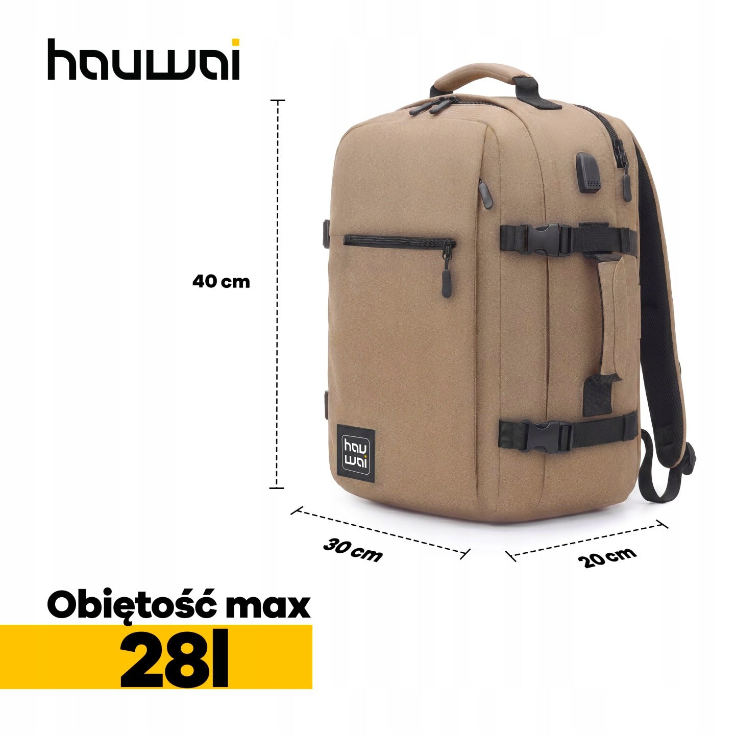 CABIN BACKPACK 40x30x20 HAND LUGGAGE FOR AIRPLANE WIZZAIR RYANAIR BAG Manufacturer code T-1040001