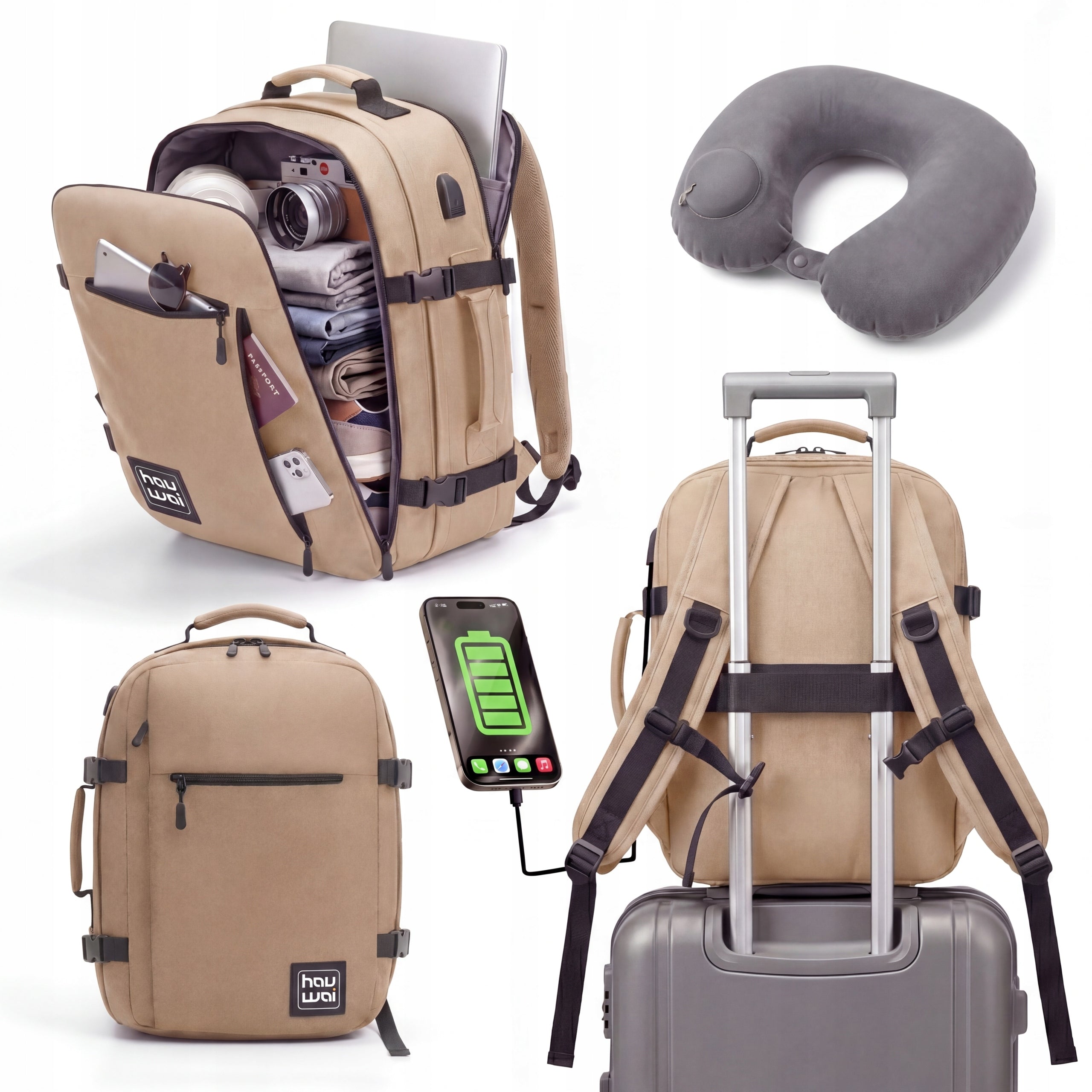 CABIN BACKPACK 40x30x20 HAND LUGGAGE FOR AIRPLANE WIZZAIR RYANAIR BAG