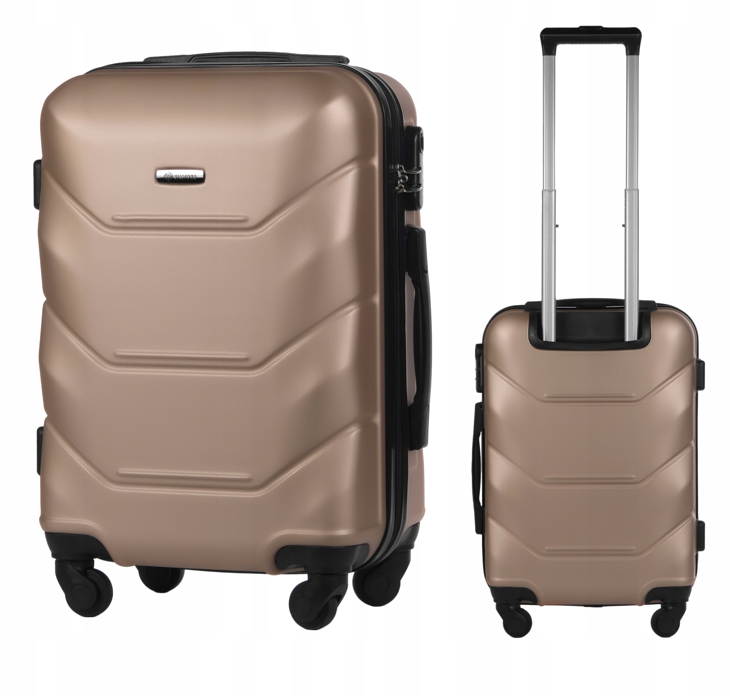 CABIN LUGGAGE ROLLING TRAVEL SUITCASE DIAMOND CHAMPAGNE S 20" A227 ABS