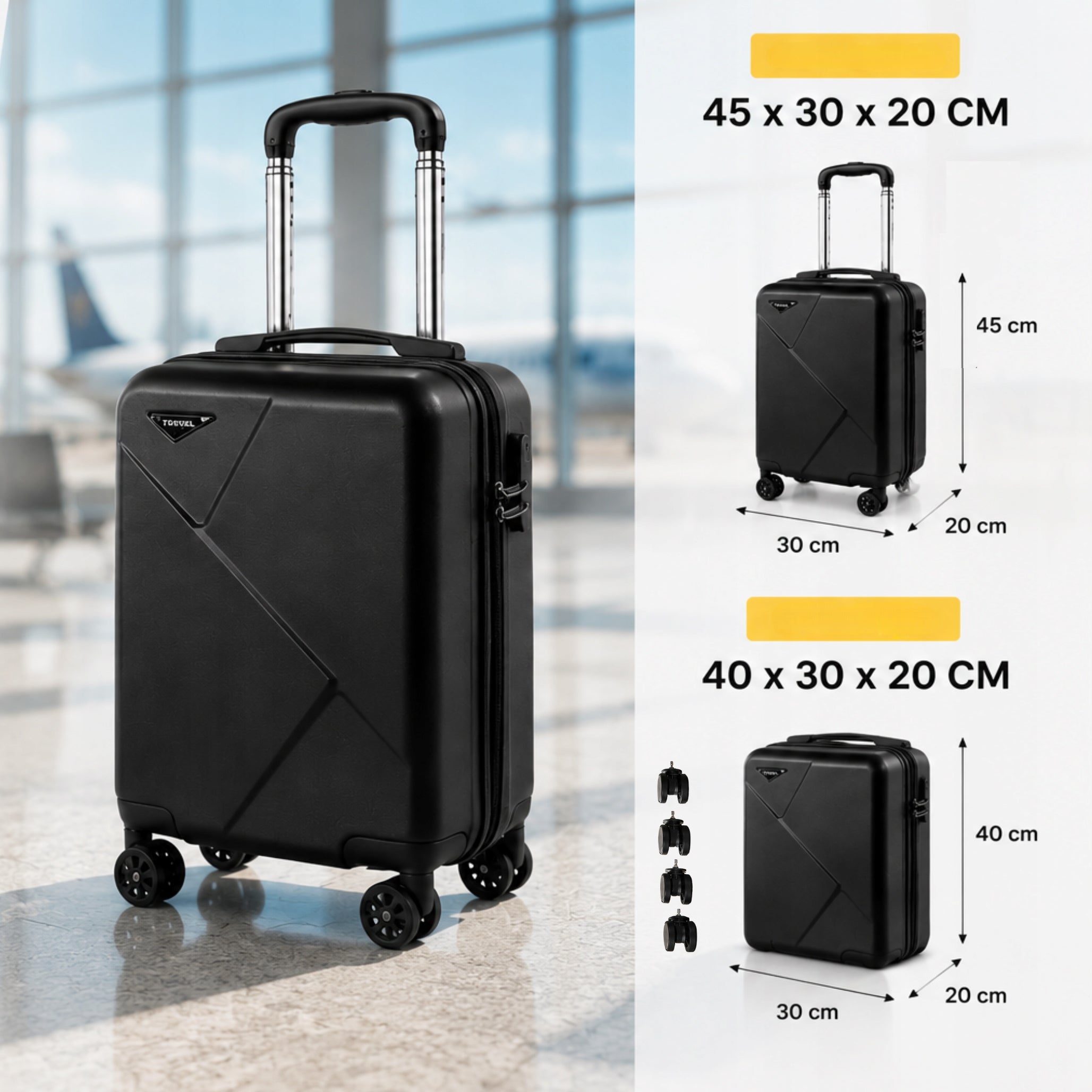 CABIN SUITCASE 40x30x20 REMOVABLE WHEELS RYANAIR WIZZAIR LOT PREMIUM HIT Brand KOBUZO