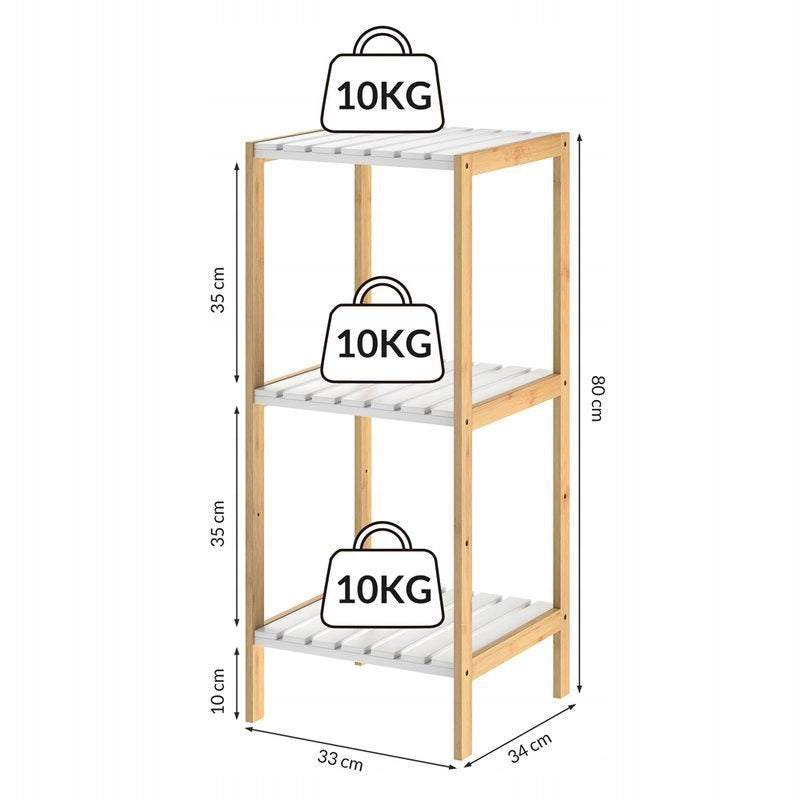 CABINET BATHROOM BAMBOO HALLWAY 3 SHELVES WHITE EAN (GTIN) 4250525373646