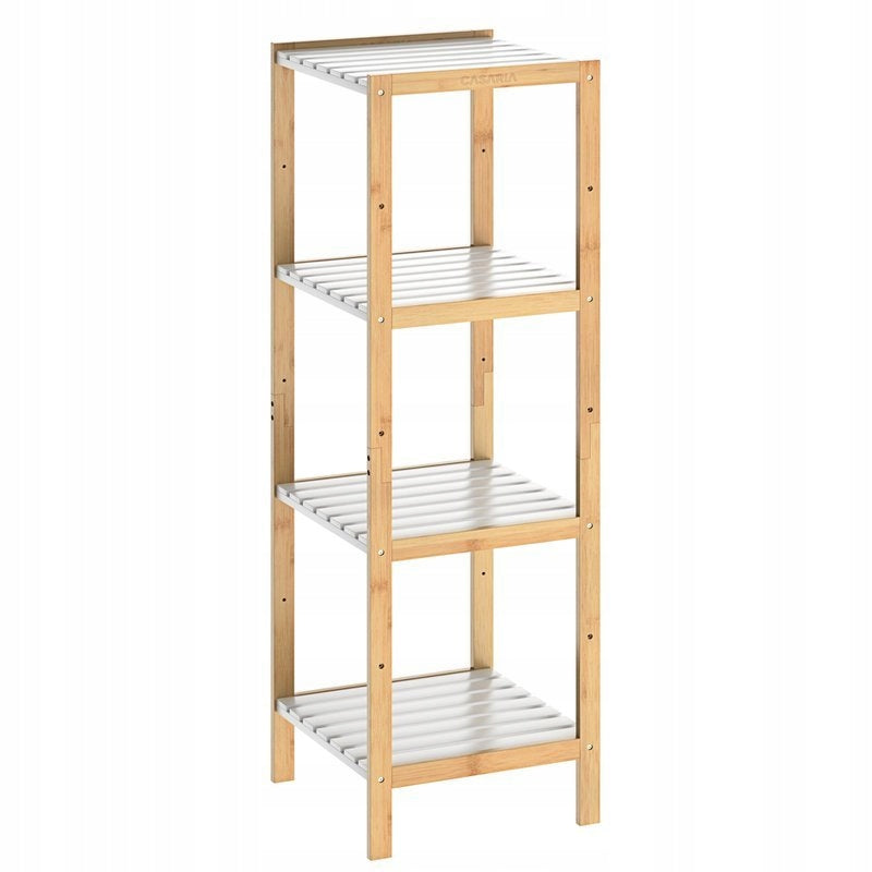CABINET BATHROOM BAMBOO HALLWAY 4 SHELVES WHITE