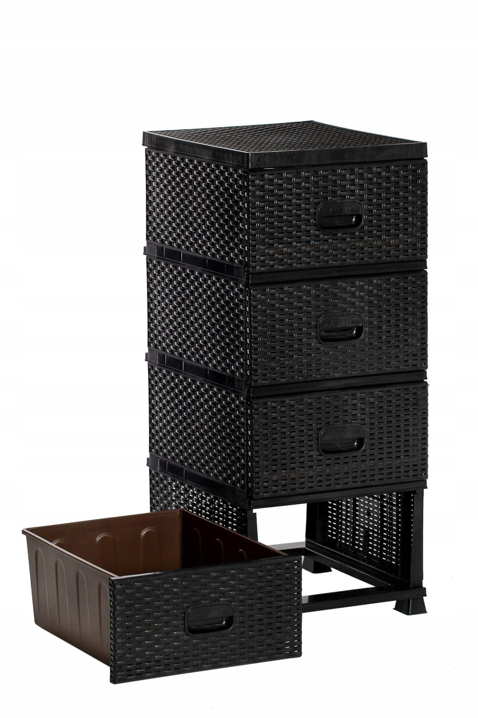 CABINET CHEST OF DRAWERS BOOKCASE 4 DRAWERS FOR BATHROOM RATTAN BLACK Brand Chomik