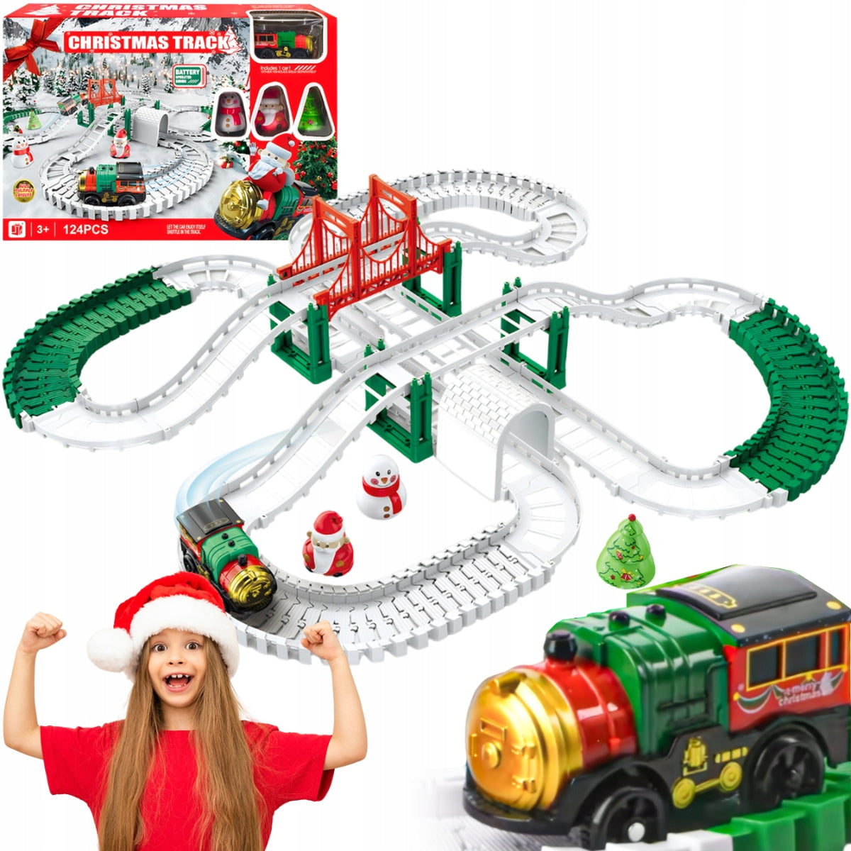 CABLE CAR ELECTRIC TRAIN GIFT RACE TRACK SET FOR CHILDREN 125 ELEMENT