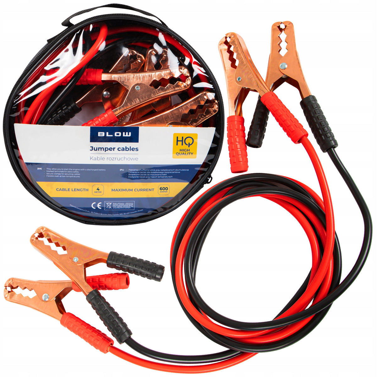 CABLES JUMPER CABLES 4m 600A THICK STRONG UNIVERSAL + COVER