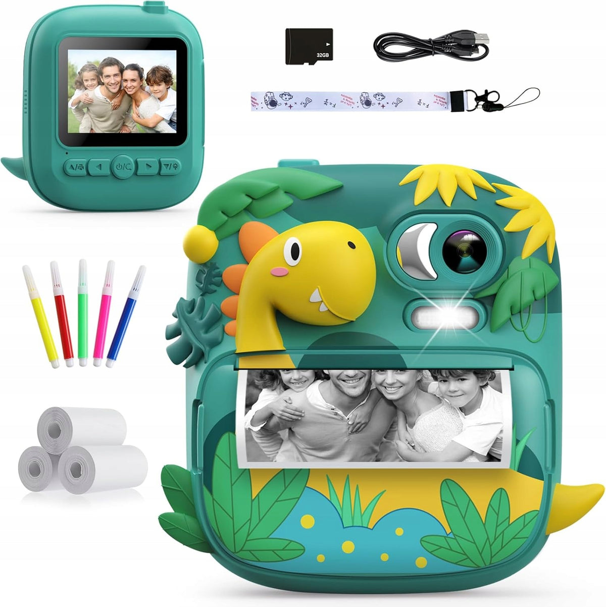 CAMCLID Instant Camera for Children Thermal 2,4" Green