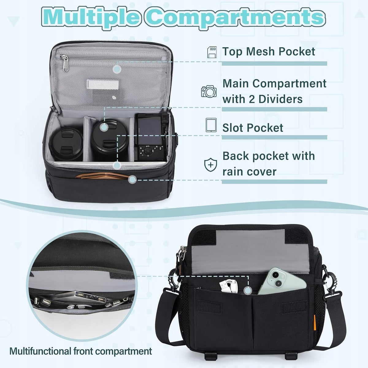 CAMERA BAG 26X15X20CM WATERPROOF CASE Model Cameratas Sling Bag Waterafstotend Schokbestendig