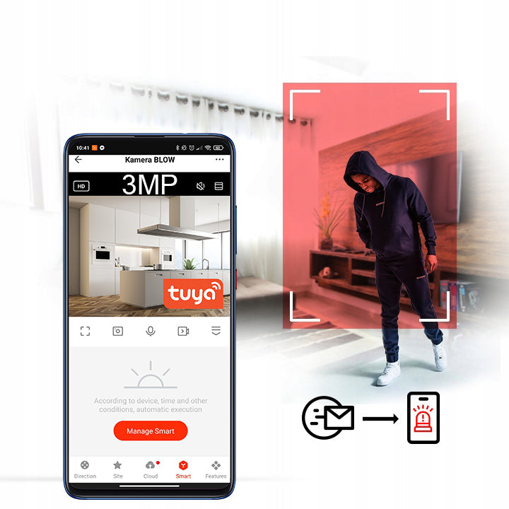 CAMERA BLOW T-833 WiFi IP TUYA 3MP ROTATING BULB SPY NANNY HD Kind internal