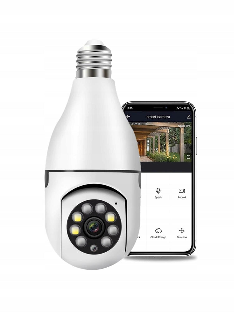 CAMERA BULB E27 WIFI 2K ROTATING NIGHT MOTION DETECTION NIGHT VISION Manufacturer code kamera obrotowa żarówka FHD Wi-Fi IR