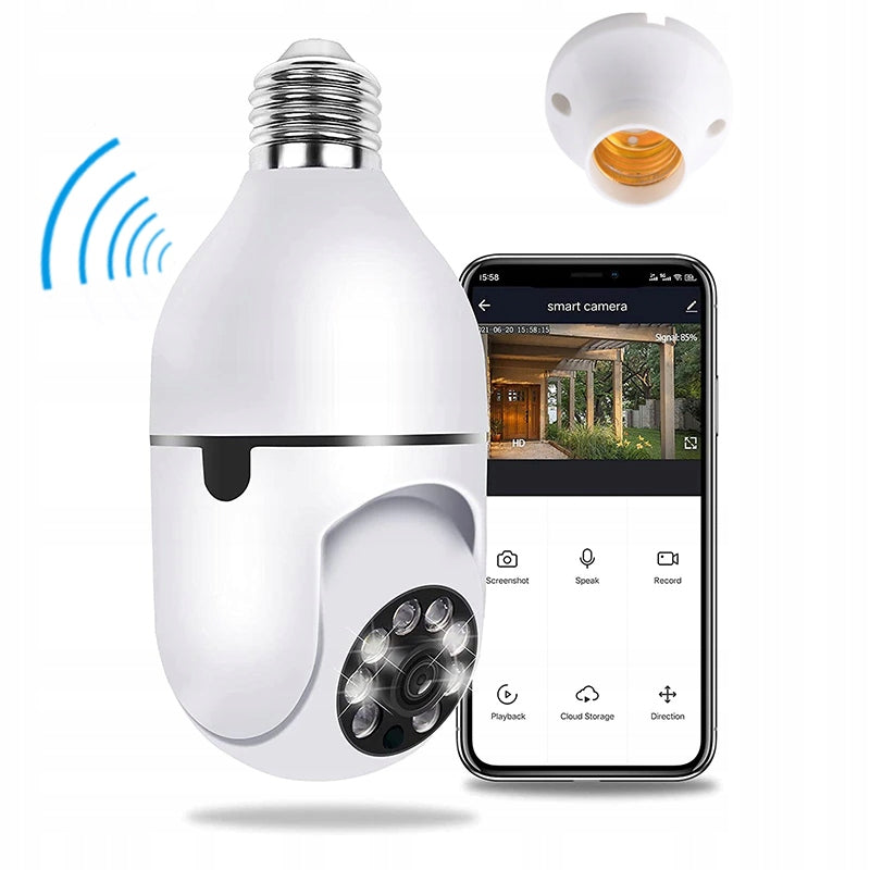 CAMERA BULB E27 WIFI WI-FI ROTATING NIGHT MODE PREVIEW REMOTE ALARM FHD