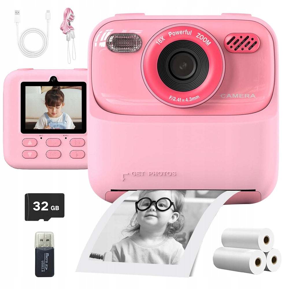 CAMERA WITH INSTANT 32G PRINTING AND MP3 PLAYER IN PINK