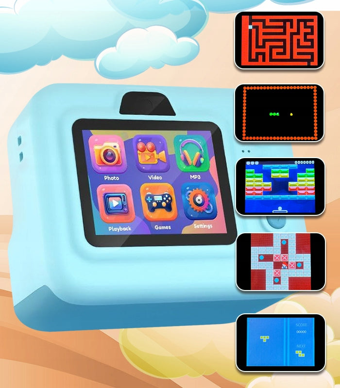 CAMERA WITH PRINTER BLUE VIDEO GAME PRINTING 3 ROLLS USB Manufacturer code APARAT Z DRUKARKĄ NIEBIESKI Gordon