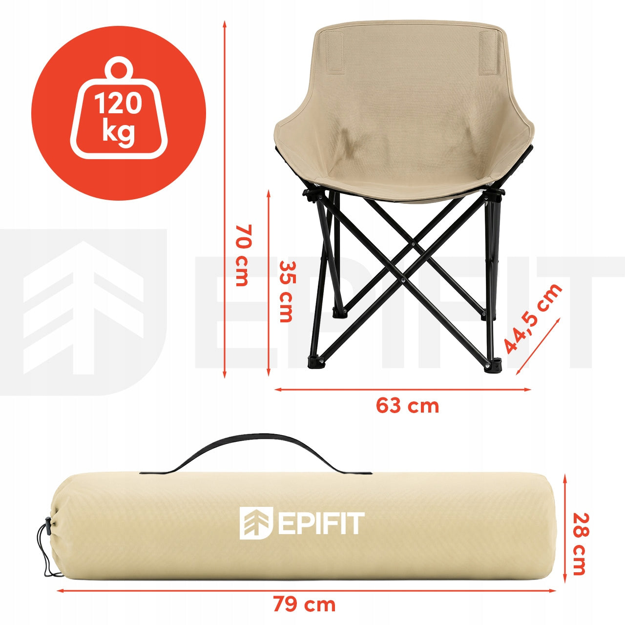 CAMPING FOLDING HIKING CHAIR LIGHT COMFORTABLE FISHING 120 KG Manufacturer code 114252