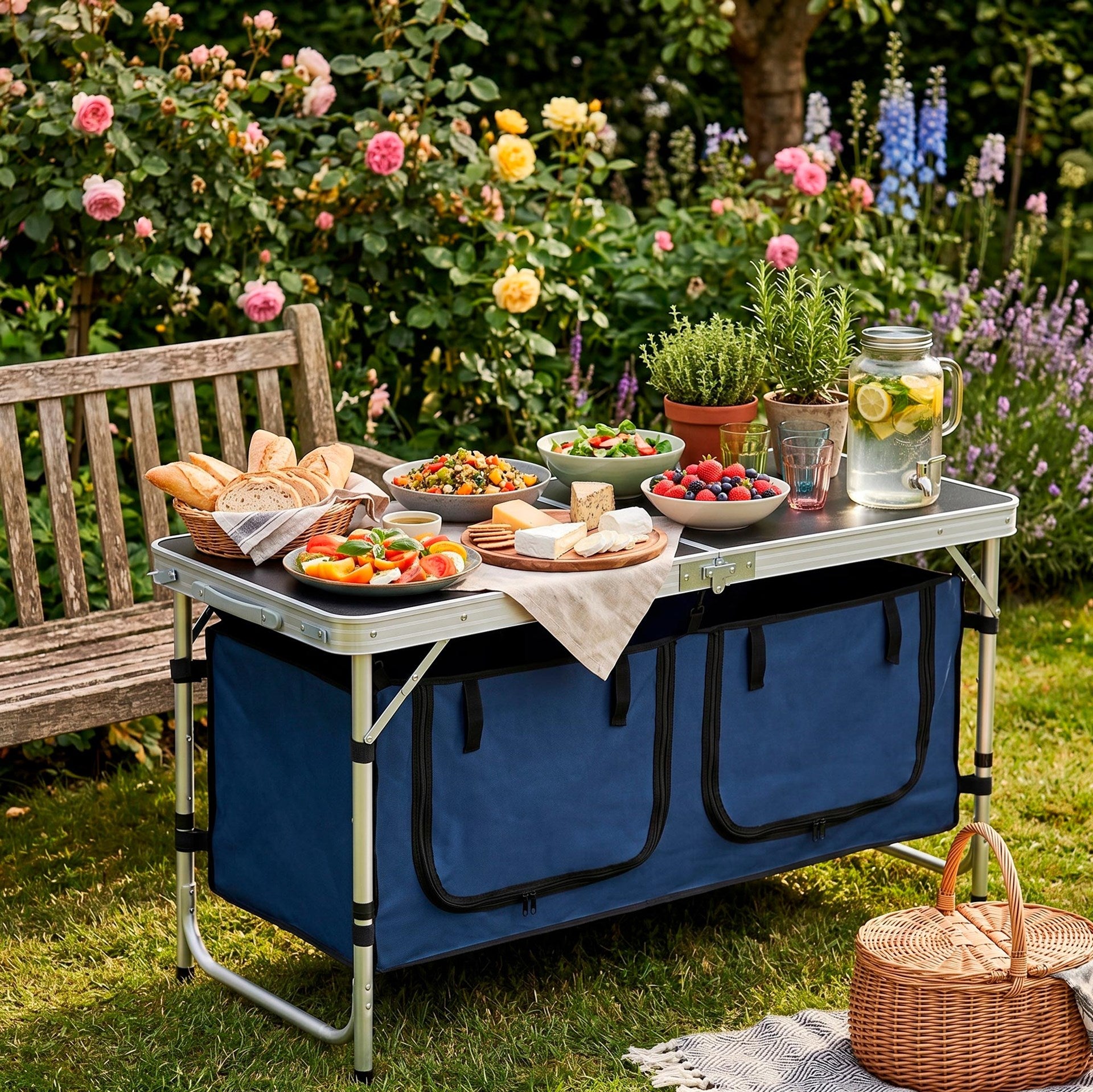 CAMPING FOLDING TABLE WITH BAG 120x47x55cm ALUMINUM LIGHTWEIGHT Packaging status original
