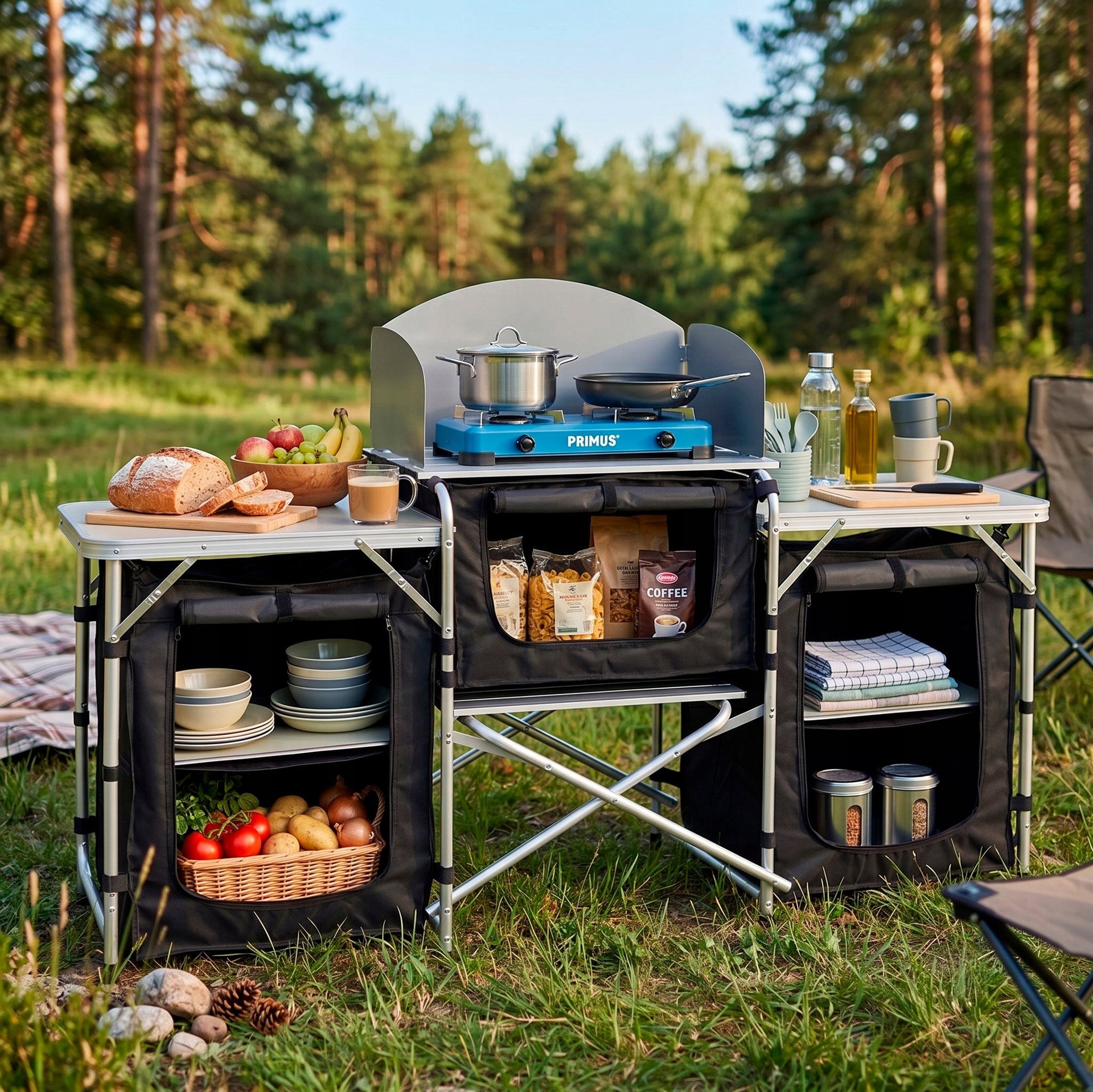 CAMPING KITCHEN TOURIST FOLDING SUITCASE TABLE FOR CAMPING CABINET Packaging status original