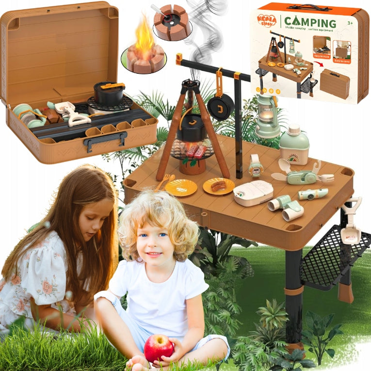 CAMPING SET EDUCATIONAL INTERACTIVE TOY SUITCASE FOLDING TABLE