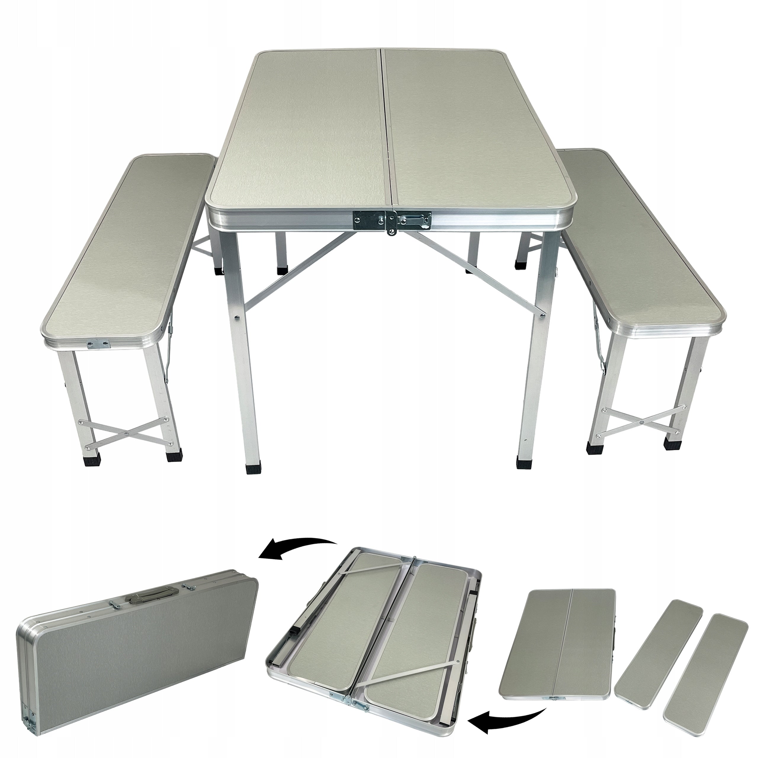 CAMPING SET FOLDING TABLE 2 CAMPING BENCHES SC1004 GREY Manufacturer code Meb000718