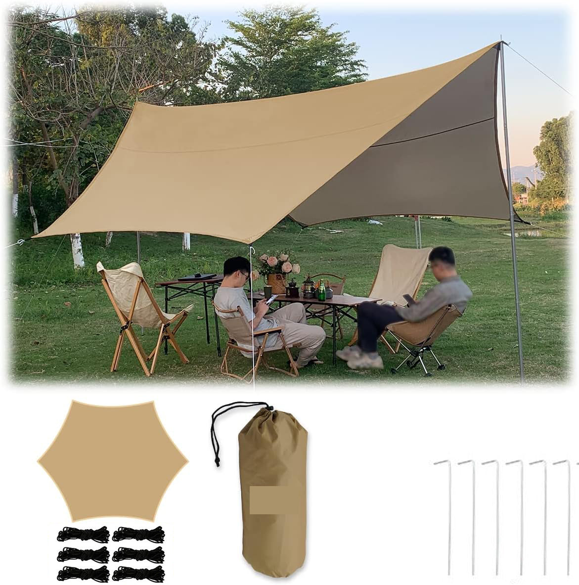 CAMPING SHEET TARP HEXAGONAL BEACH SUN VISOR Packaging status original